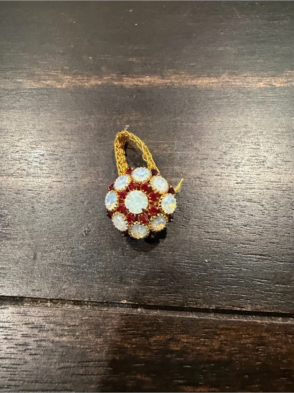 Faux garnet and white opal cluster stretch ring